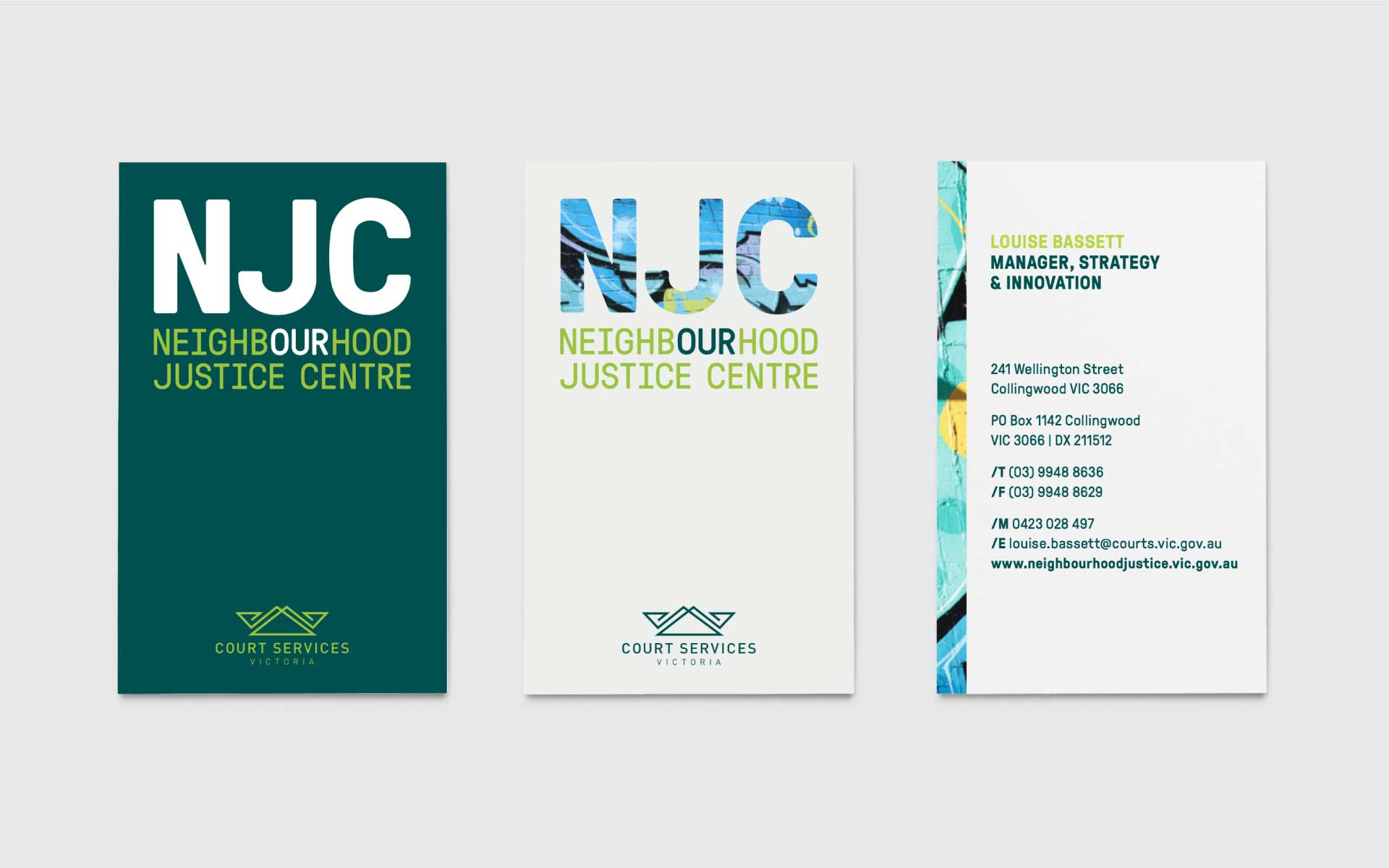 Neighbourhood Justice Centre (NJC) business card design